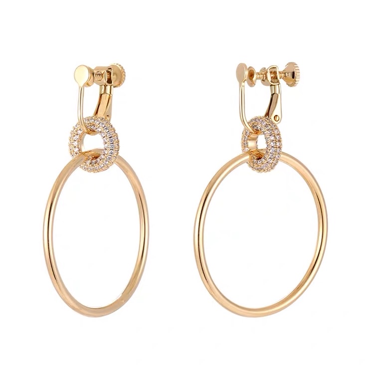 Screw ear clip double-ring earrings details Picture