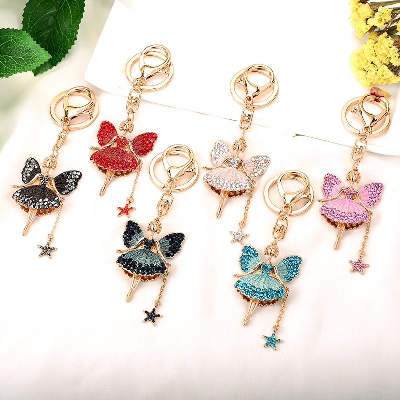 Flower fairy, water diamond, Butterfly Fairy, key chain, Angel, car pendant, decoration, small gift