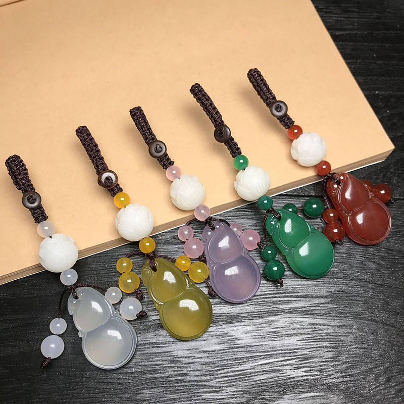 Chalcedony gourd lotus keychain