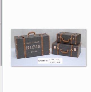 Vintage suitcase Household storage box Storage box Old fashioned leather suitcase British style window decoration props wooden suitcase