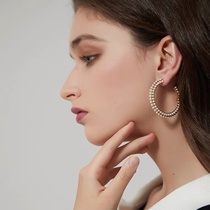 Double loop small bead earrings
