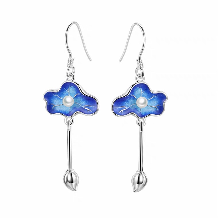 Earhook cloisonne earrings
