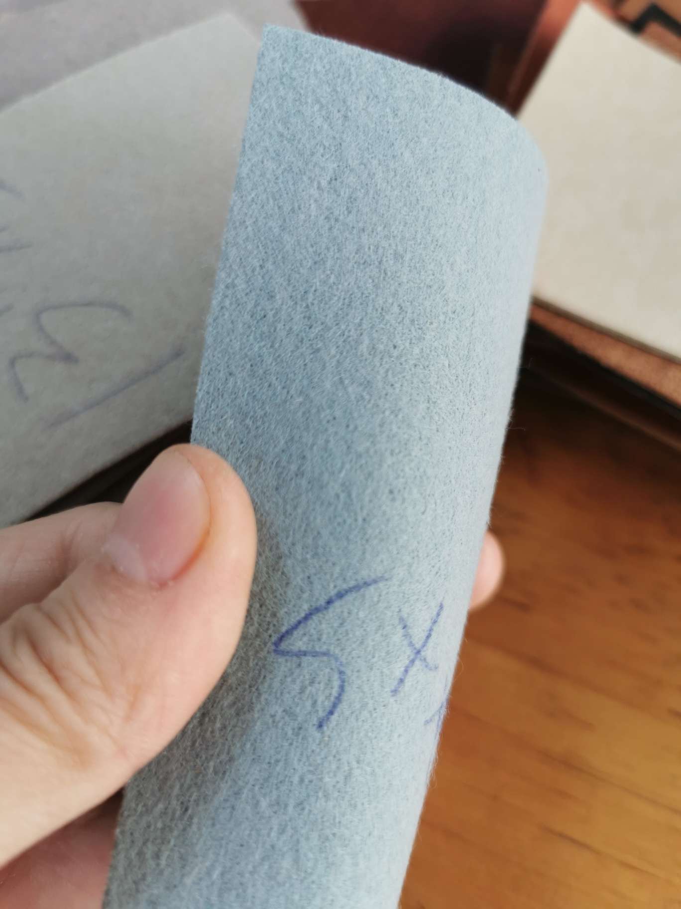 Space leather blue color-coated textured leather details Picture
