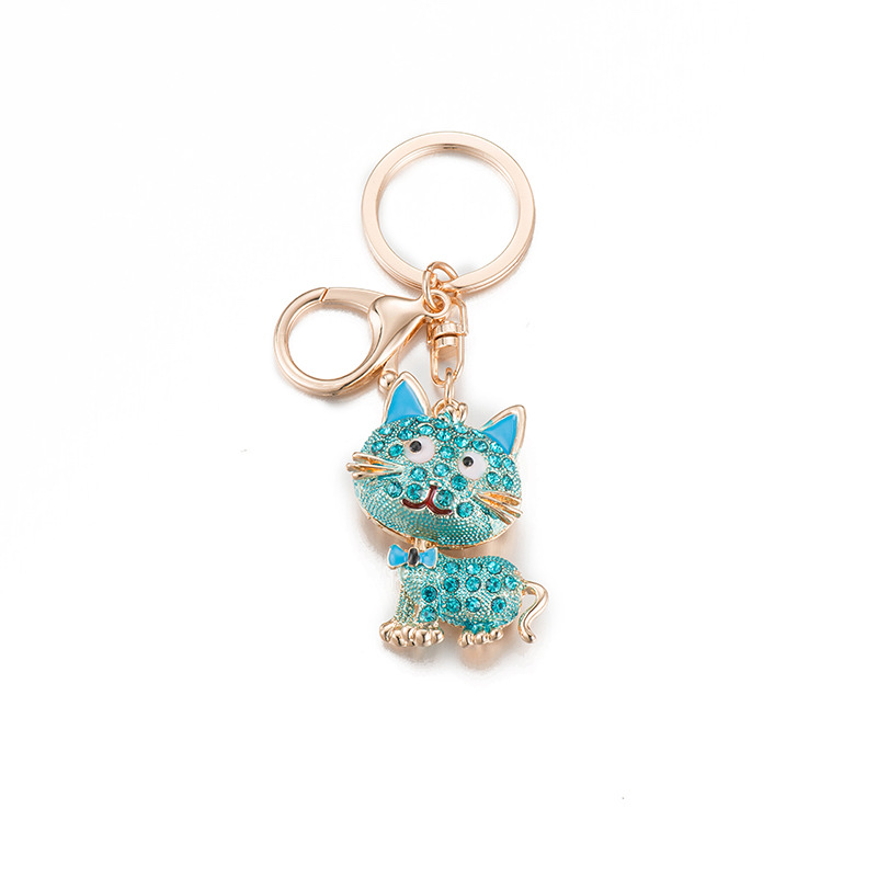 Ma Li Le Korean version creative cute cat crystal diamond keychain Cute car Good Luck pendant Item Picture