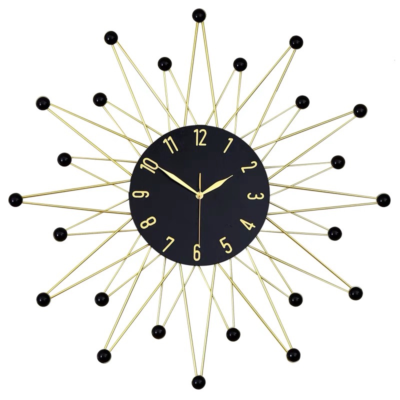 现代简约轻奢挂钟铁艺客厅挂表北欧时尚家用大气静音艺术钟表创意