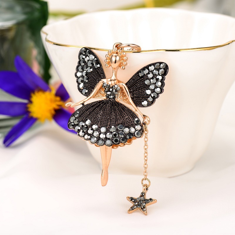Flower fairy, water diamond, Butterfly Fairy, key chain, Angel, car pendant, decoration, small gift Specification image