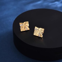 Square inlaid rhinestones summer Korean fashion trend stud earrings