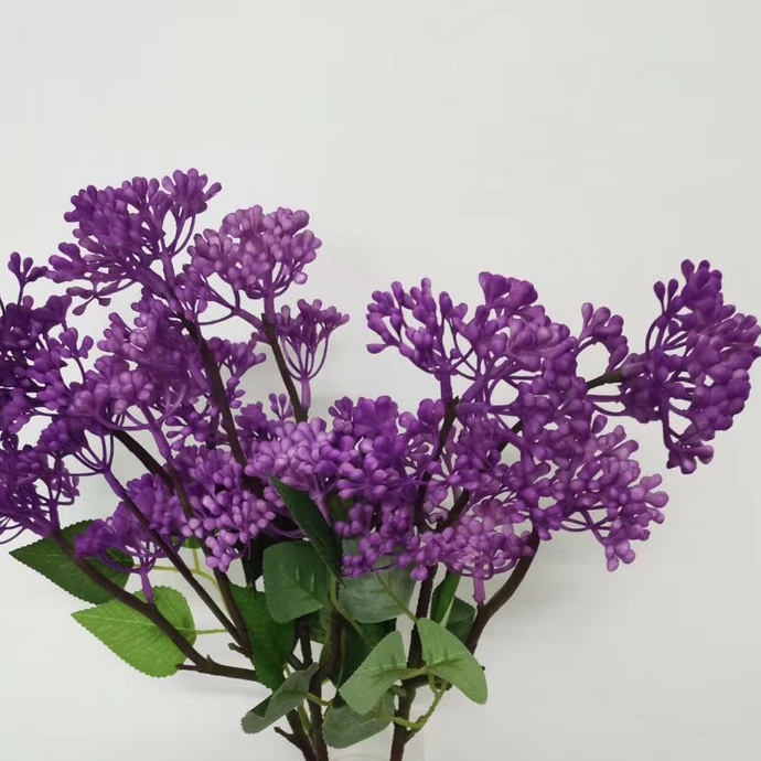 思含花业，米兰果紫色花仿真塑料花假花单支客厅装饰花干花餐桌面摆件防花艺摆设