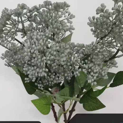 Sihan Flower Industry, long-branch Milan fruit, grey fabric flowers, decorative flowers, artificial plastic flowers, artificial flowers, single living room decorative flowers, dried flowers, table top ornaments, anti-flower art decorations