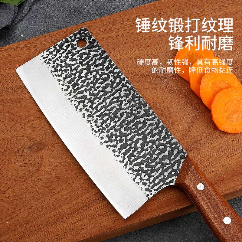 锤纹锻打菜刀不锈钢刀具装锋利厨师切片刀家用产品图