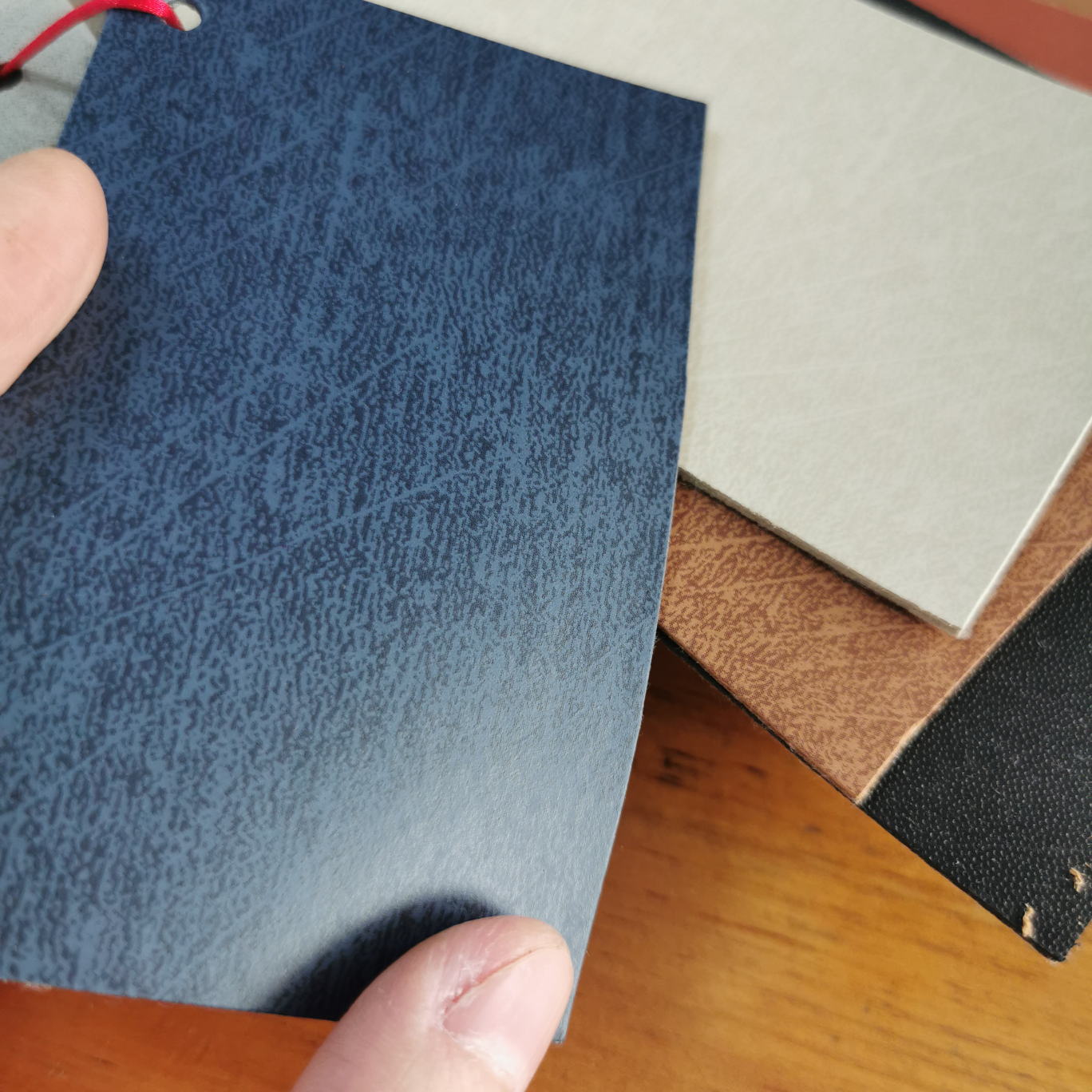Space leather blue color-coated textured leather