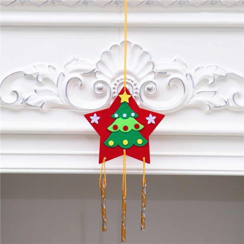 圣诞装饰品木制圣诞镂空圣诞树小挂件木质五角星铃铛挂件礼品132