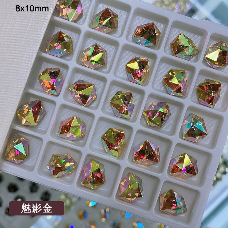 Nail art accessories: Irregular-shaped diamond flat bottom mixed set, popular online bestseller AB color champagne color super shiny water diamond Japanese nail art, 189 detail image 3