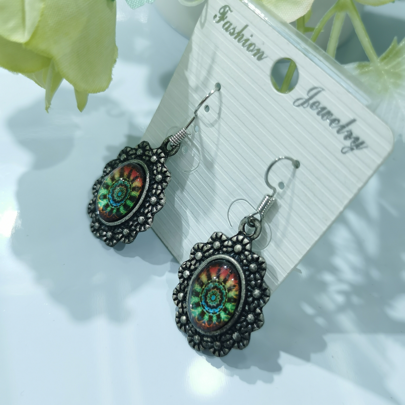 European and American national wind hook jewelry Hawaii holiday wind earrings Earrings Green seaside tourist jewelry 5001-21
