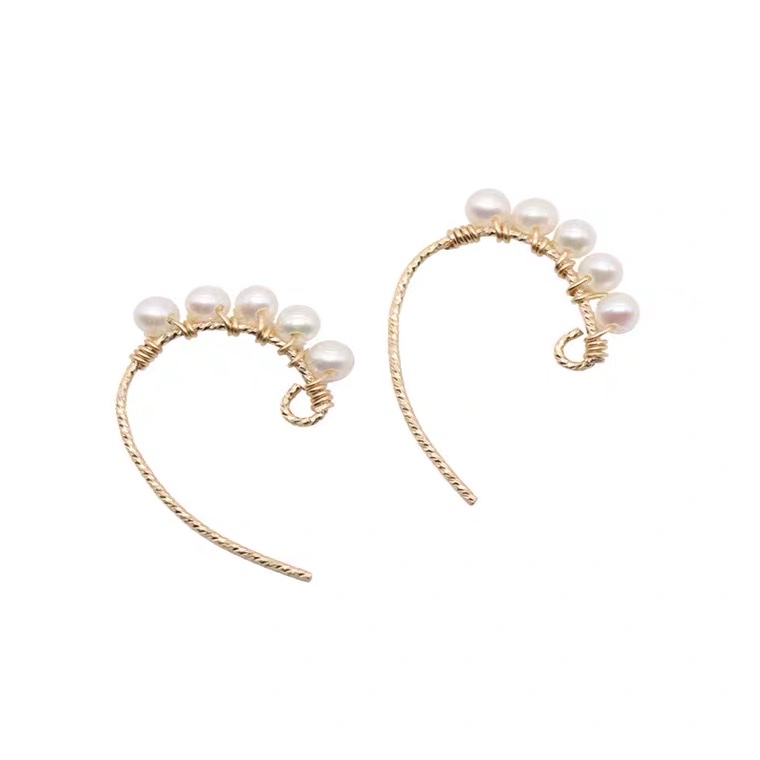 Copper ear hook pearl earrings details Picture