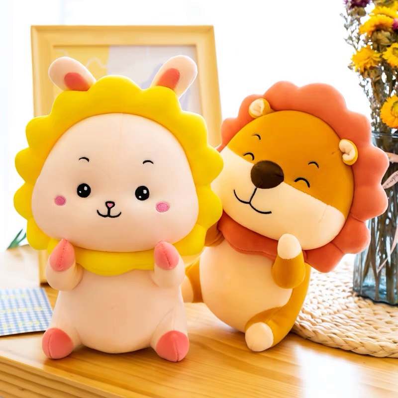 Cute lion plush toy Big rabbit doll doll pig doll Sitting child super cute bed girl 36