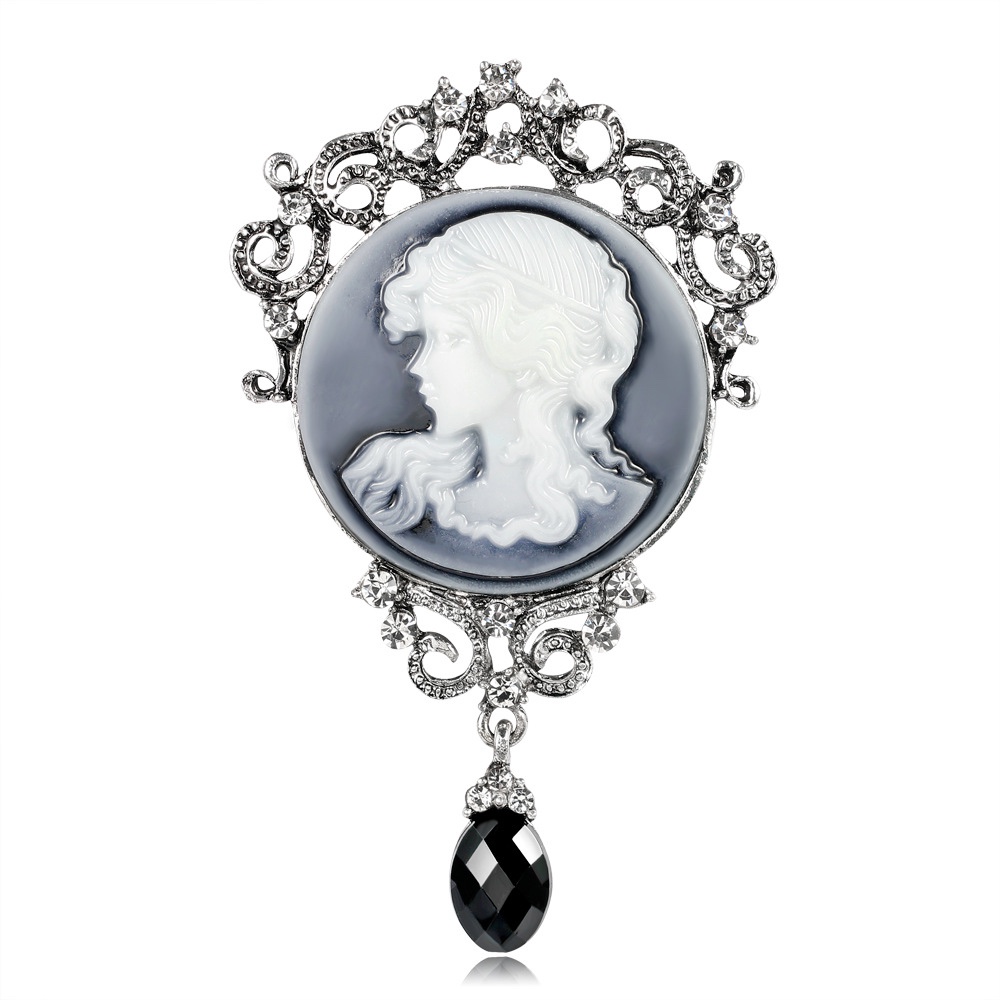 Vintage Beauty Head Brooch Queen Crystal Brooch Vintage Brooch