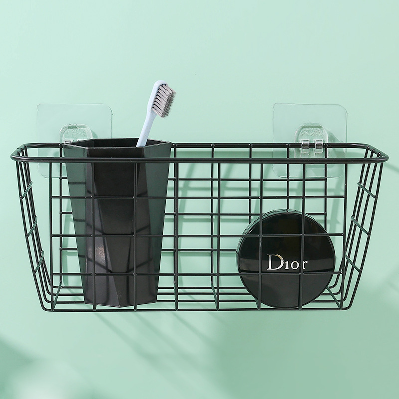 Iron Kitchen Condiment Hanging Basket Desktop Storage Basket Storage Shelf Bathroom Rectangular Storage Frame Wall Hanging Shelf details Picture