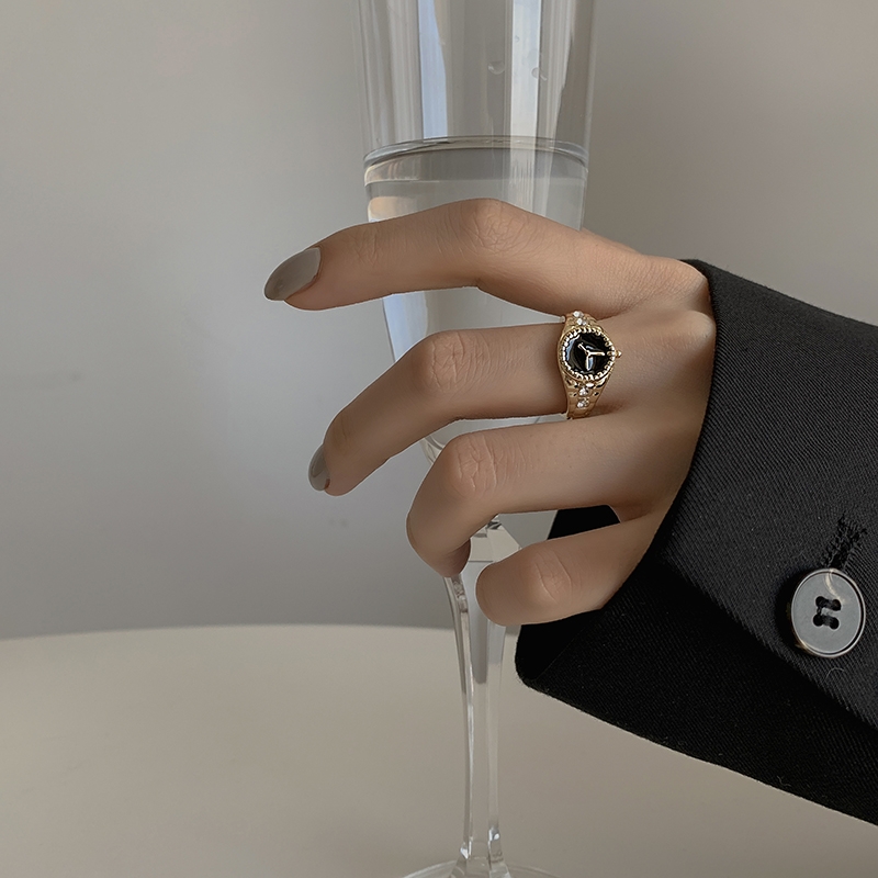 手表盘开口戒指女时尚个性轻奢小众精致食指戒ins潮简约设计指环白底实物图