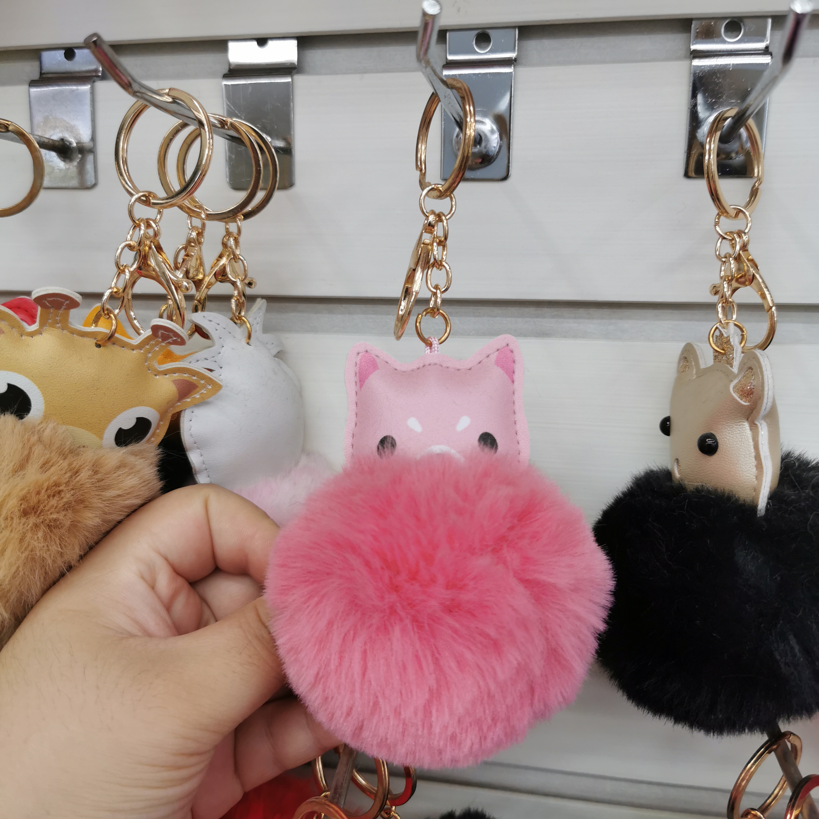 Creative Pu Cat Hairball Keychain Cute Cartoon Animal Plush Doll Toy Bag Pendant Female