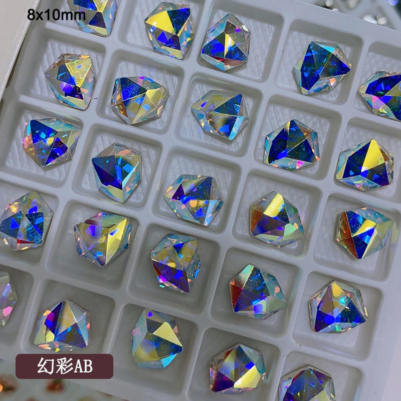 Nail art accessories: Irregular-shaped diamond flat bottom mixed set, popular online bestseller AB color champagne color super shiny water diamond Japanese nail art, 189 Item Picture