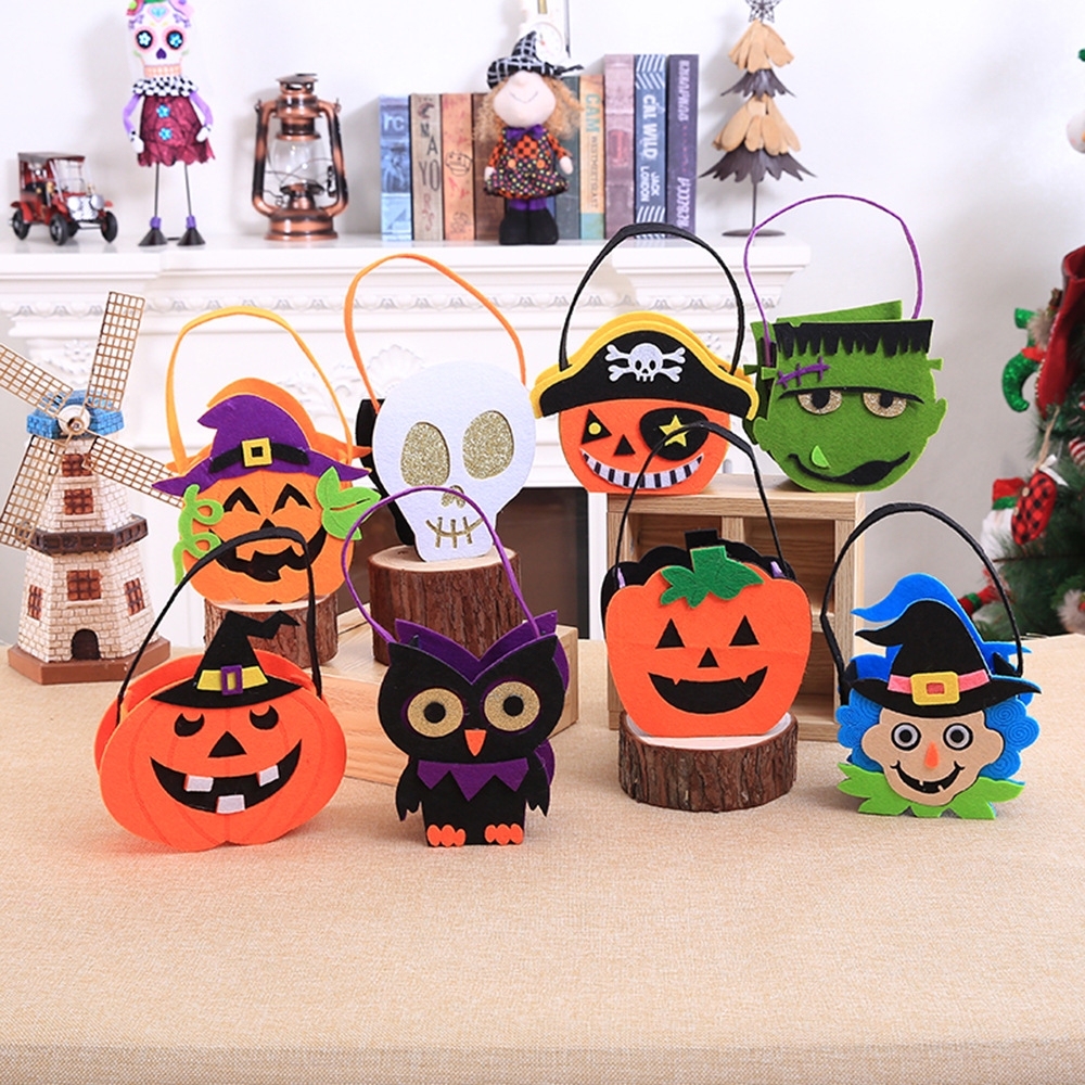 Halloween decoration props carry candy bag non-woven three-dimensional gift bag pumpkin backpack sling bag pumpkin bag 91