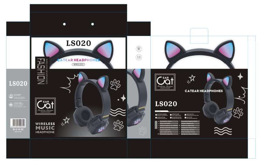 Guangdong Sogo headphones, cat ear Bluetooth, over-ear Bluetooth headphones, with brand name details Picture