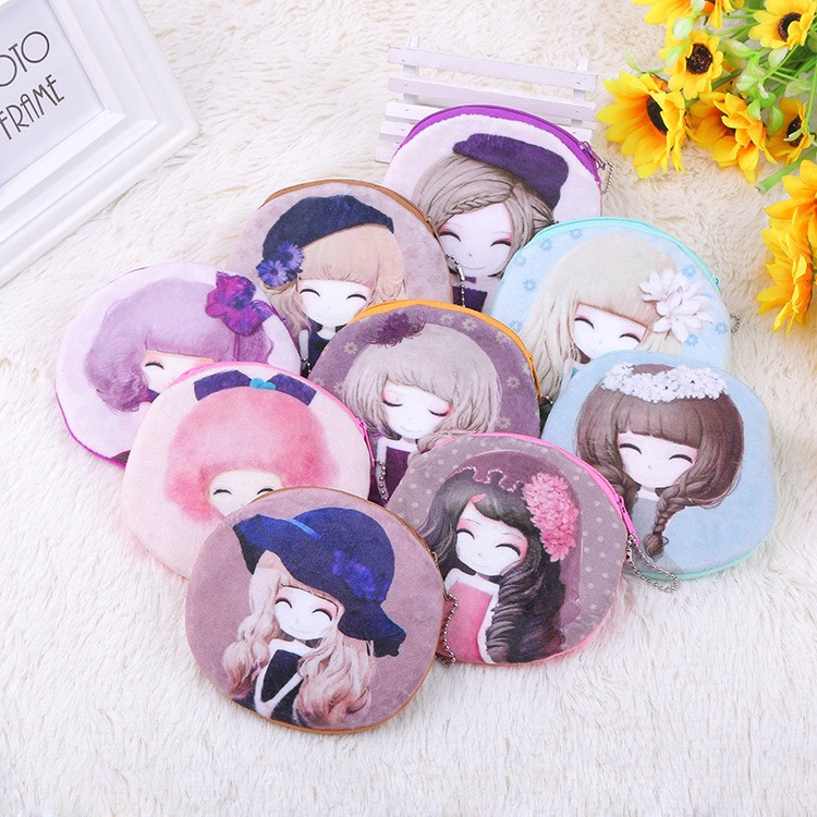 Korean cute girl purse plush creative cartoon change card simple key bag bank card bag coin bag girl cute purse