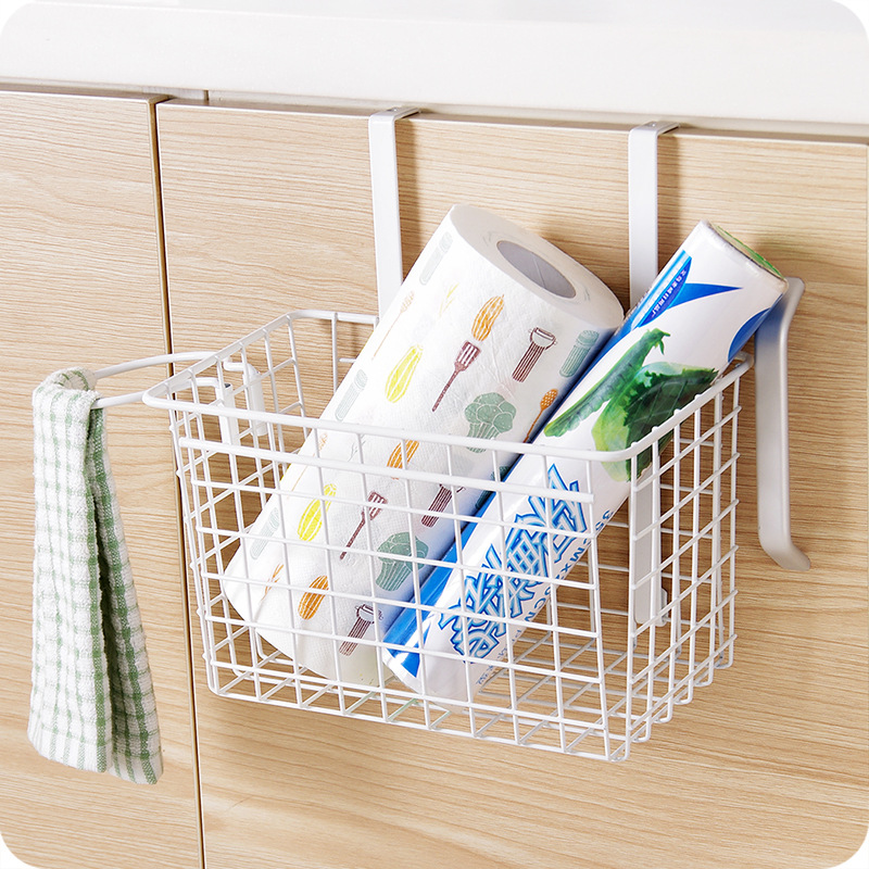 铁艺橱柜收纳挂篮厨房浴室门背收纳篮 沥水收纳架调料架