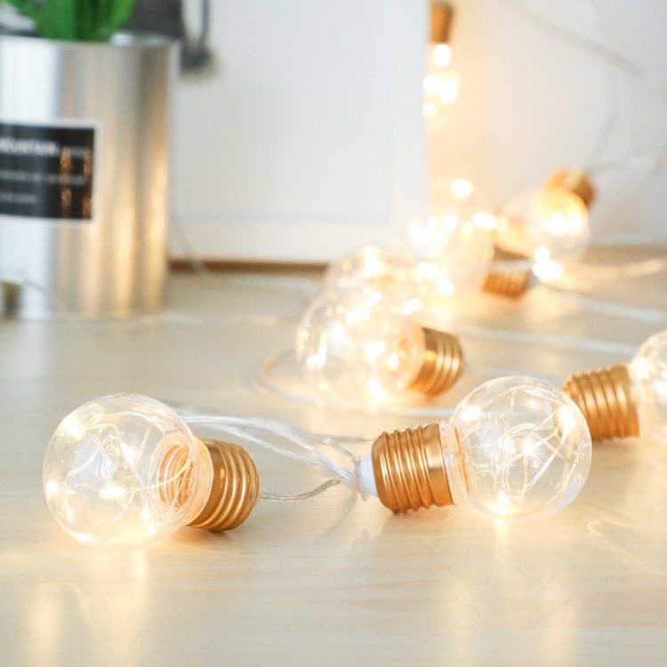 led light bulb string copper wire bulb string ins room decoration light string Outdoor garden Christmas light string 4 m 10 light battery box small light bulb