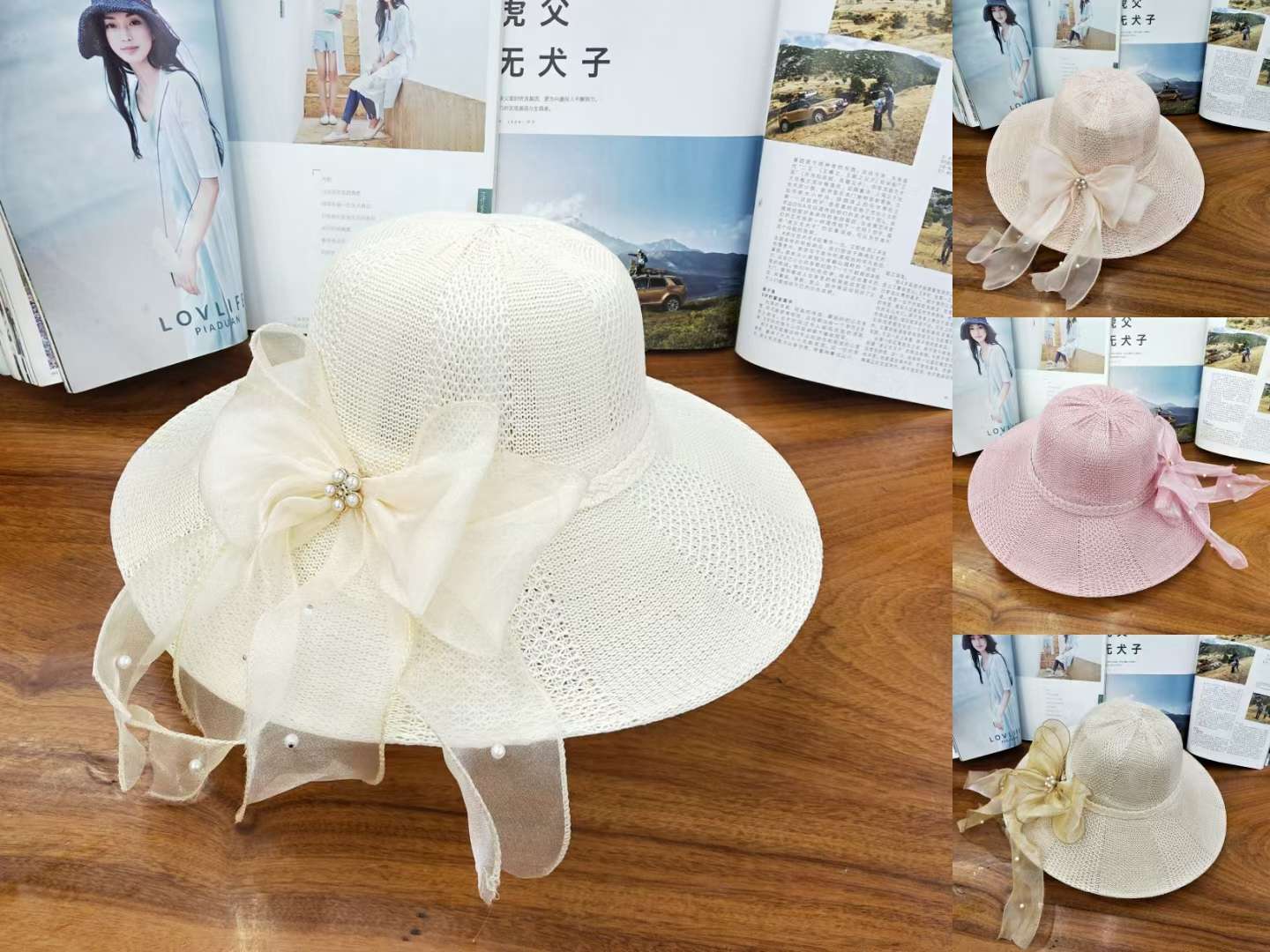 女士草帽遮阳帽大沿防晒太阳帽防紫外线女凉帽夏天