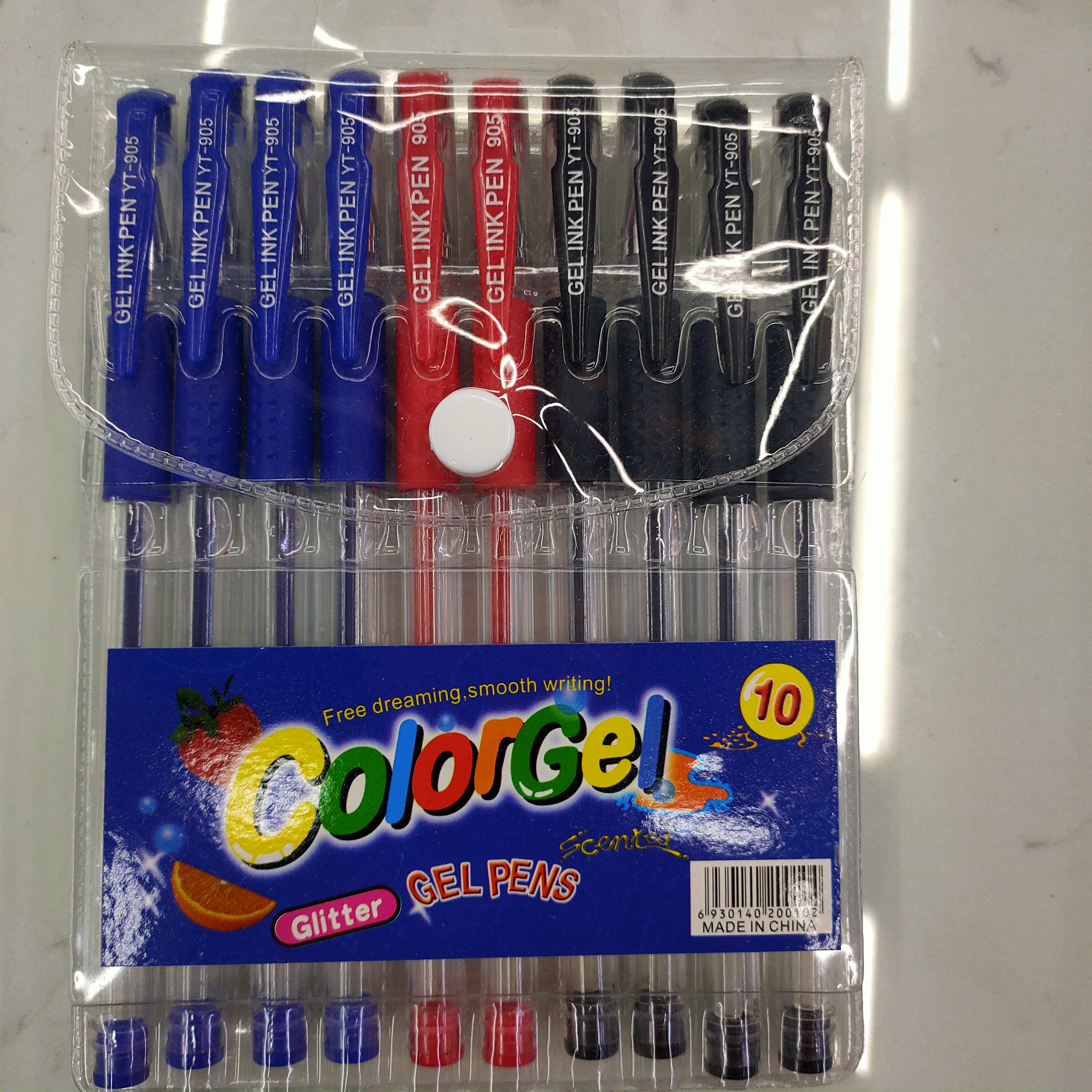 Ten gel pens