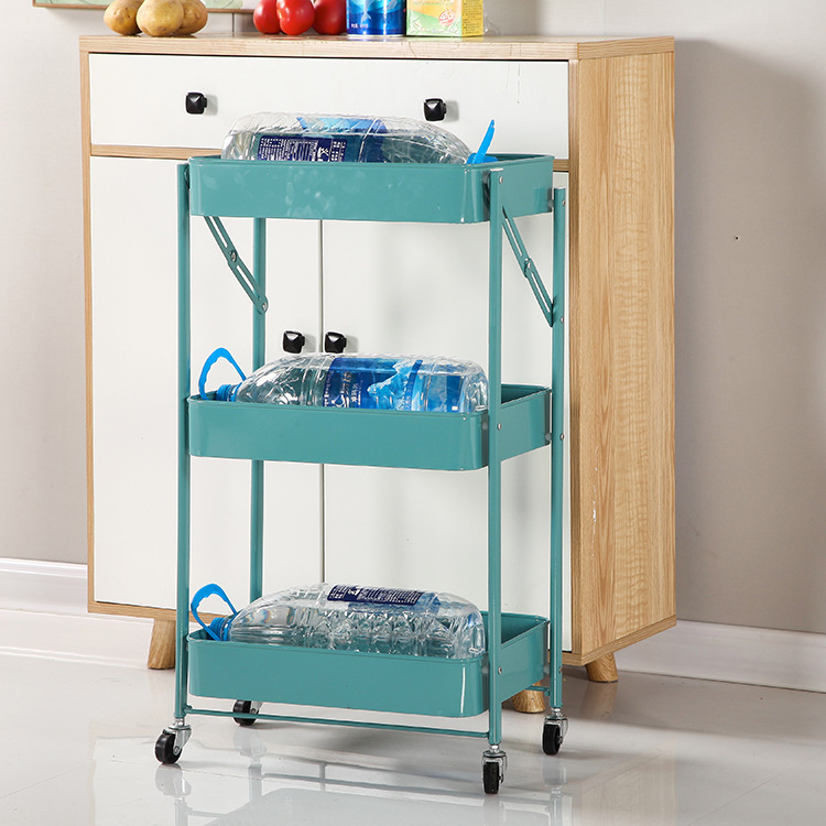小推车置物架 现货客厅厨房收纳整理置物架批发定制可折叠置物架详情图9