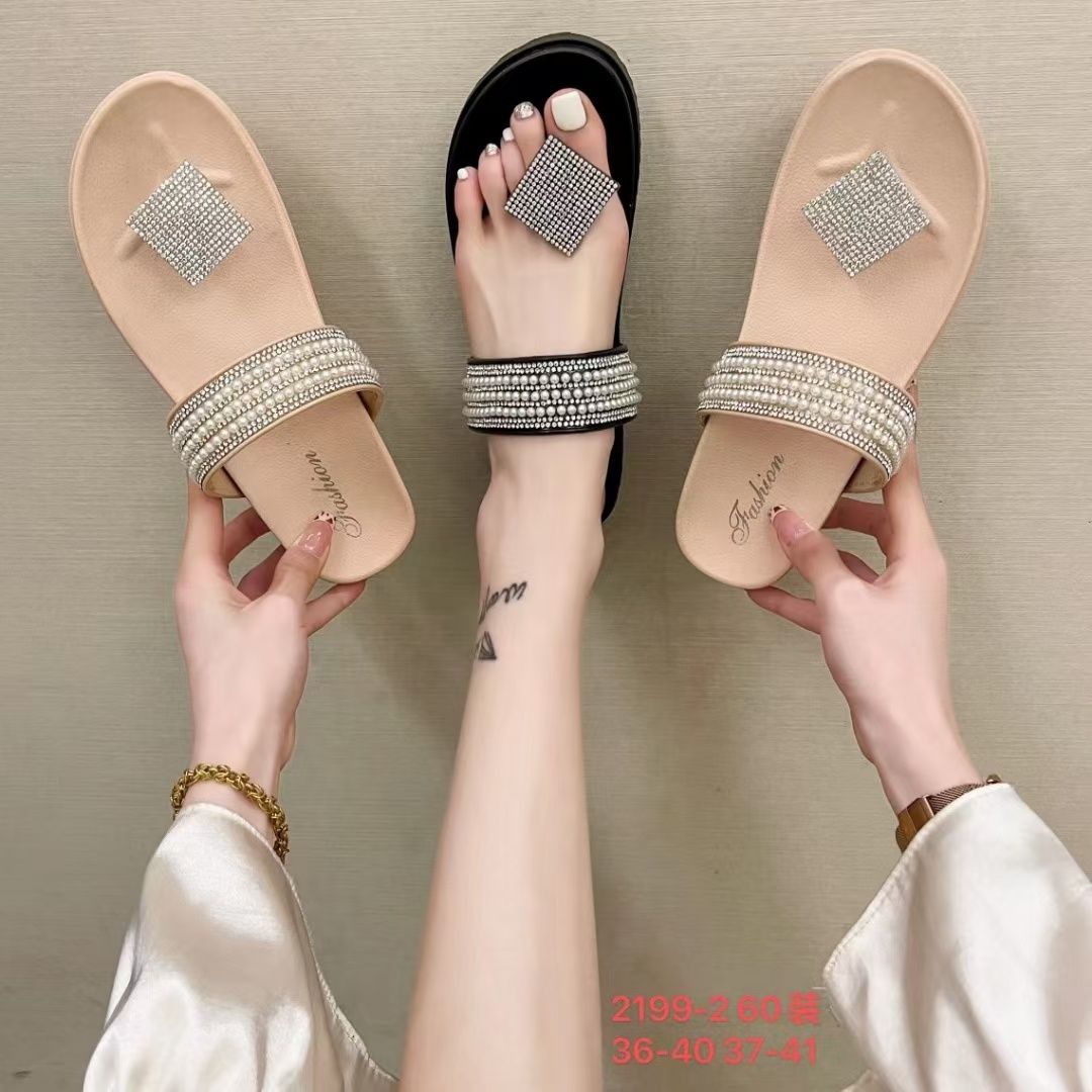 Fashion Korean diamond belt women's flip-flops xd