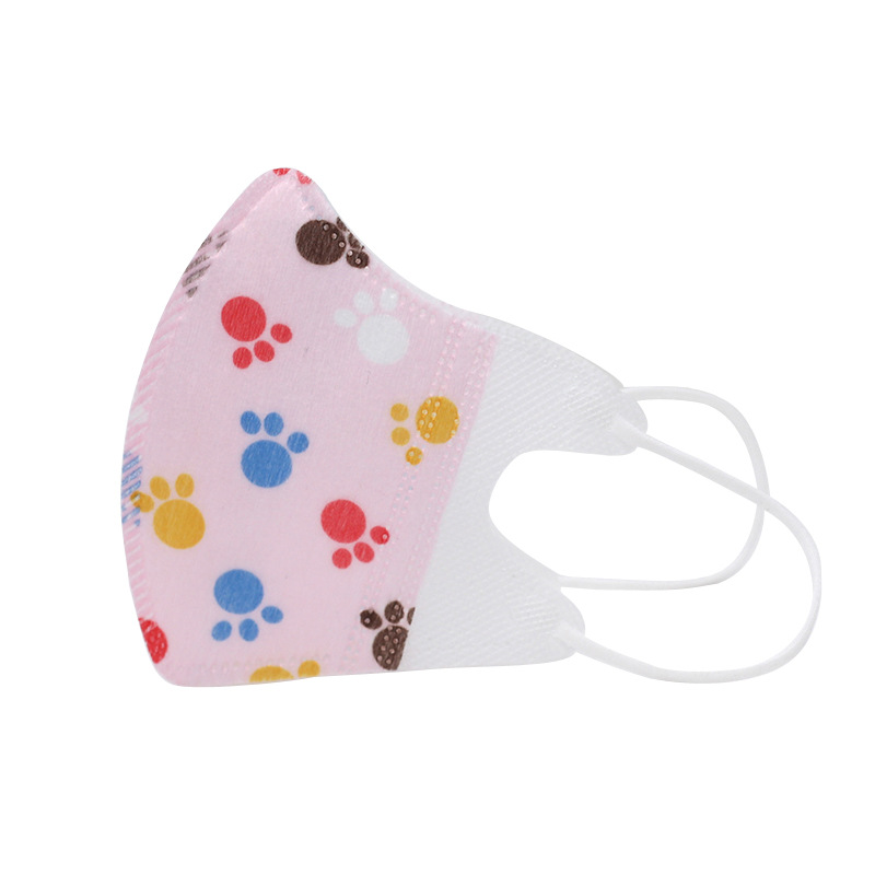 Summer thin breathable children's mask for babies, disposable 3D stereoscopic cartoon cute kids, printed paw prints for girls [Exclusive for foreign trade]