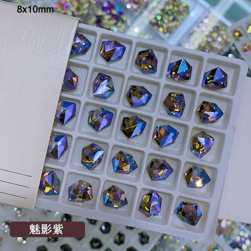 Nail art accessories: Irregular-shaped diamond flat bottom mixed set, popular online bestseller AB color champagne color super shiny water diamond Japanese nail art, 189 Specification image