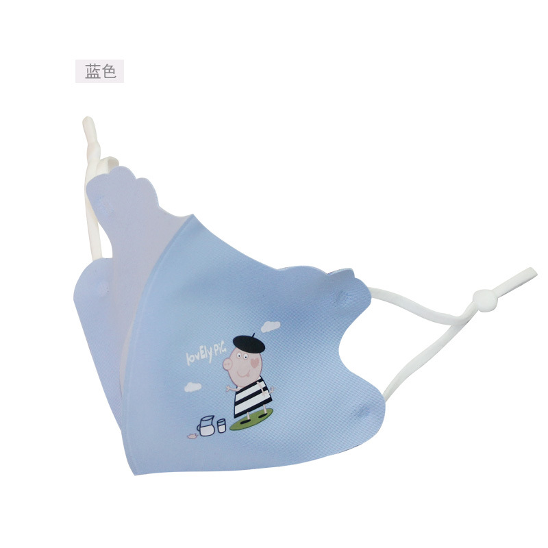 Summer children's mask Cartoon dust-proof pm2.5 Three-dimensional breathable thin baby ice silk cotton mask adjustable tightness blue [Exclusive for export