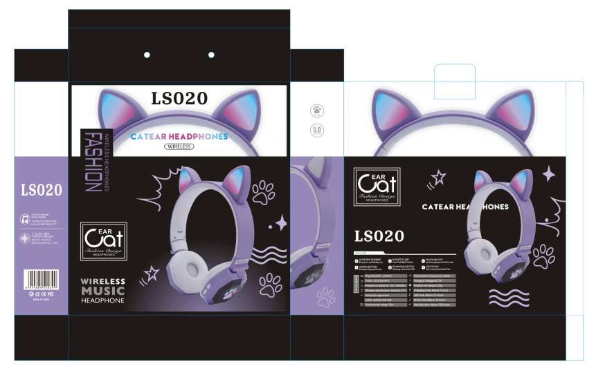 Guangdong Sogo headphones, cat ear Bluetooth, over-ear Bluetooth headphones, with brand name Specification image