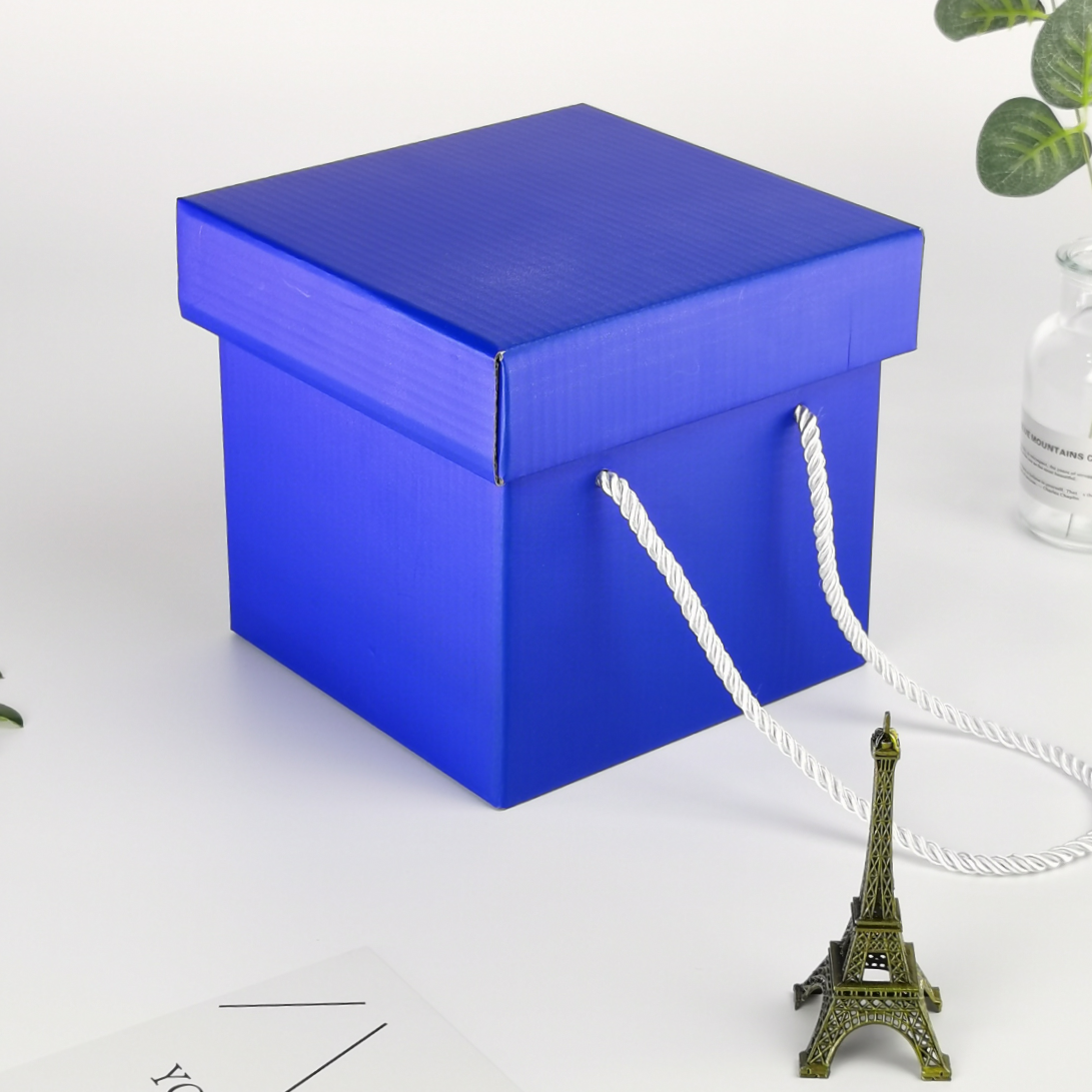 蓝色正方形瓦楞盒礼品盒喜糖盒零食盒礼物盒收纳盒生日礼盒