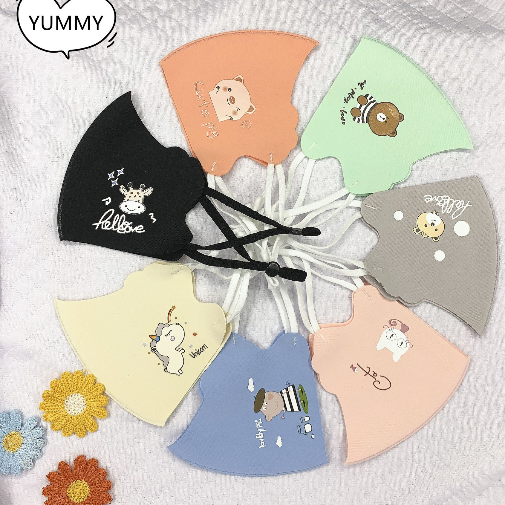 Summer children's mask Cartoon dust-proof pm2.5 Three-dimensional breathable thin baby ice silk cotton mask adjustable tightness [Exclusive for export