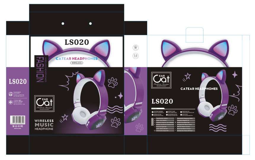 Guangdong Sogo headphones, cat ear Bluetooth, over-ear Bluetooth headphones, with brand name Item Picture