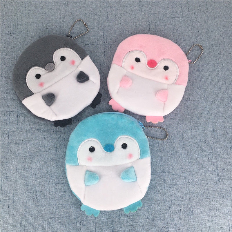 可爱三色北极企鹅毛绒儿童成人随身零钱包迷人小企鹅卡包钱包12CM服饰 包包配饰