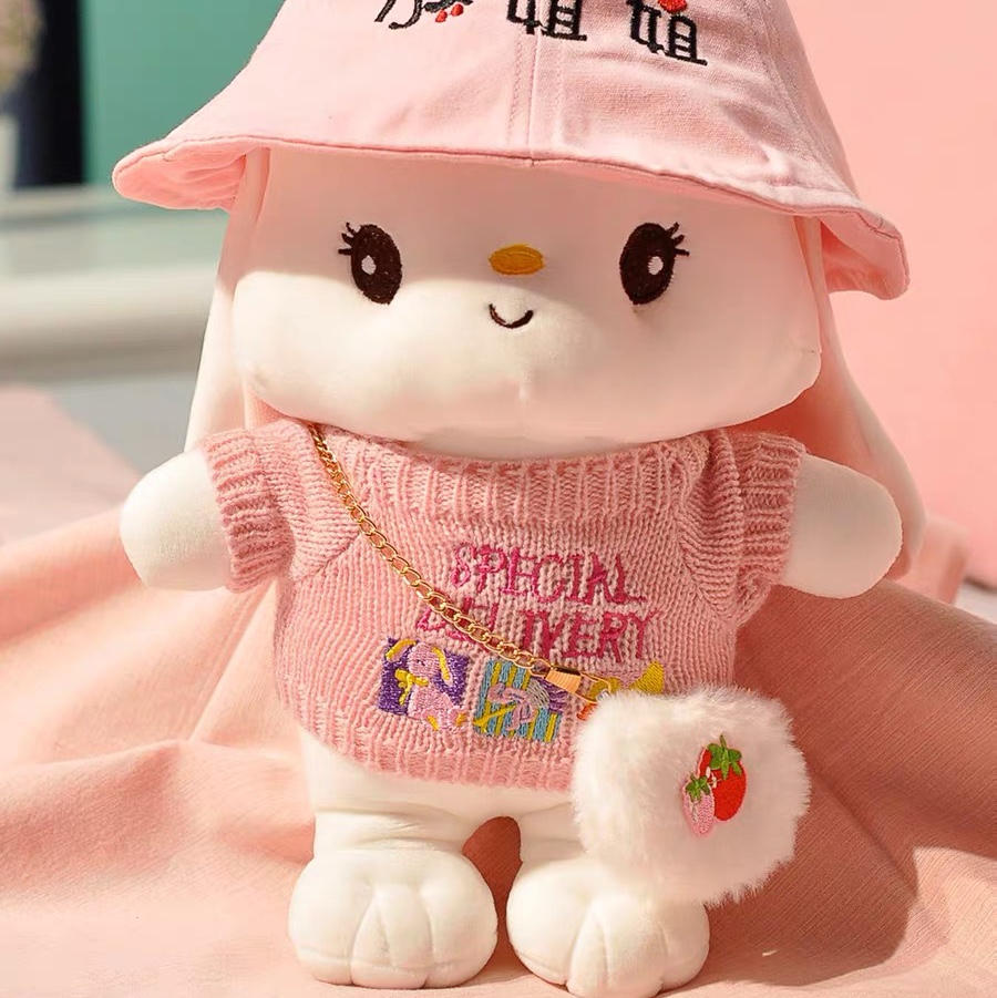 Small rabbit doll plush toy girl cute super cute comfort small white rabbit doll male and female sex bed 23