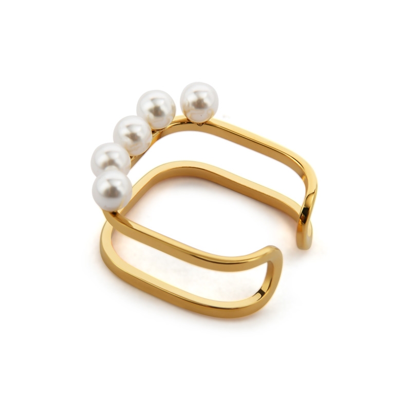 High-grade ring ring for women niche design light luxury cold fashion personality index finger ring pearl square ring 50