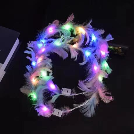Street stalls, night markets, popular children's toys, internet-famous hair accessories, concerts, glowing lights at night, headwear, goose hair bands, feather hair bands, Haijuan toys, LED electronic toys