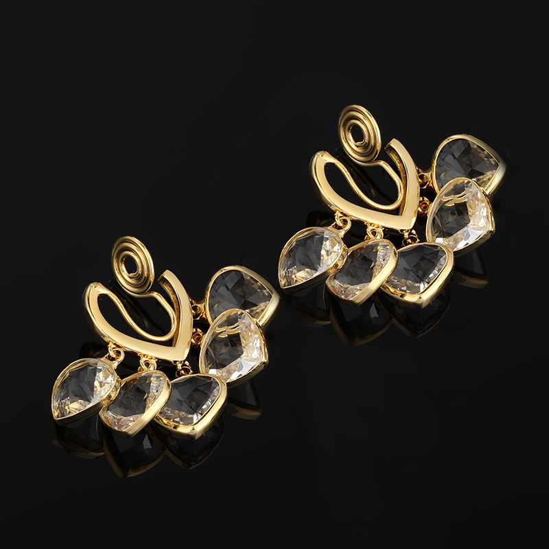 Crystal mosquito coil ear clip without ear piercing design sense of minority temperament earrings new fashion love stud ear ring