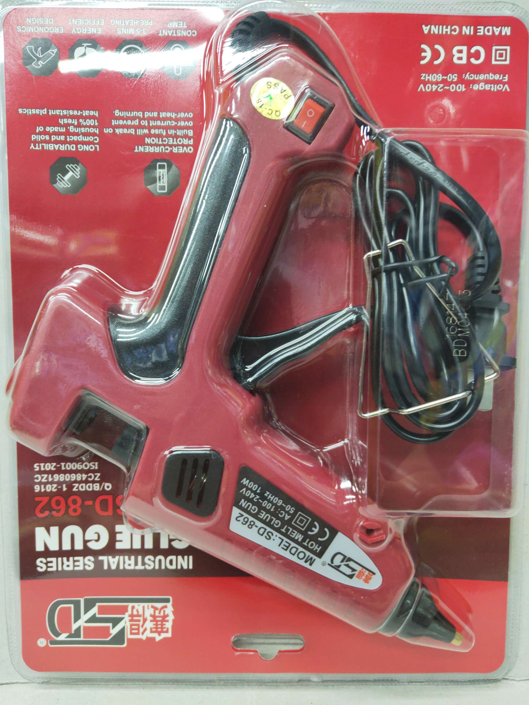 鼎力德热熔胶棒683SD-862红色100w大枪一件36支白底实物图