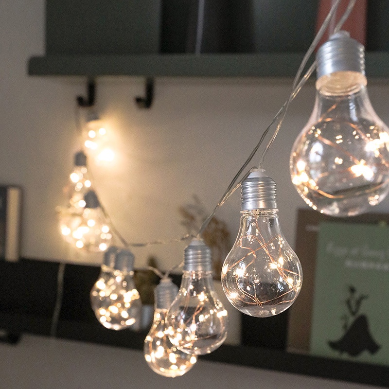 led bulb light string copper wire bulb light string ins room decoration light string Outdoor garden Christmas light string 4m 10 light battery box