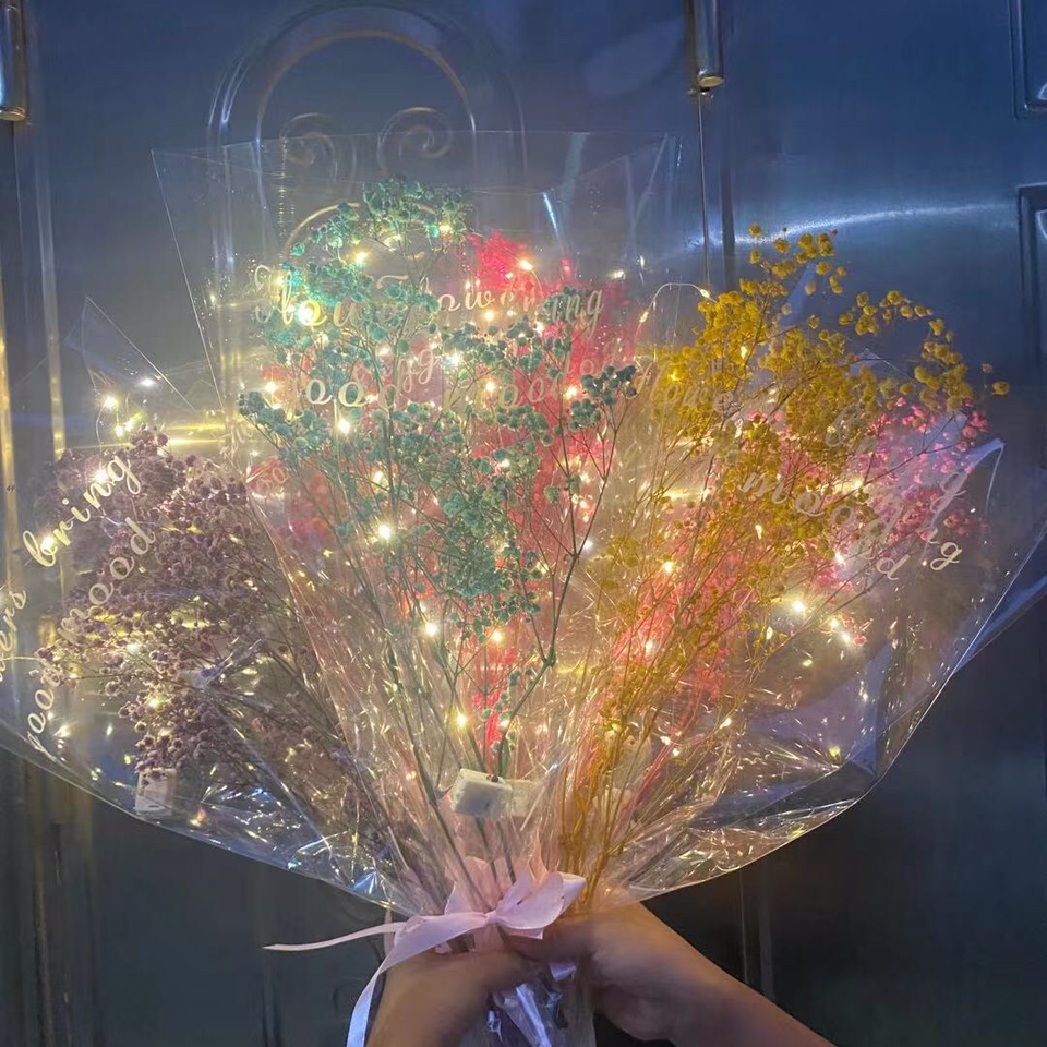 外贸热销教师节等节日女生生日礼物带灯发光满天星干花束礼品送老师送女生节日生日聚会必备玩具满天星干花LED灯光玩具