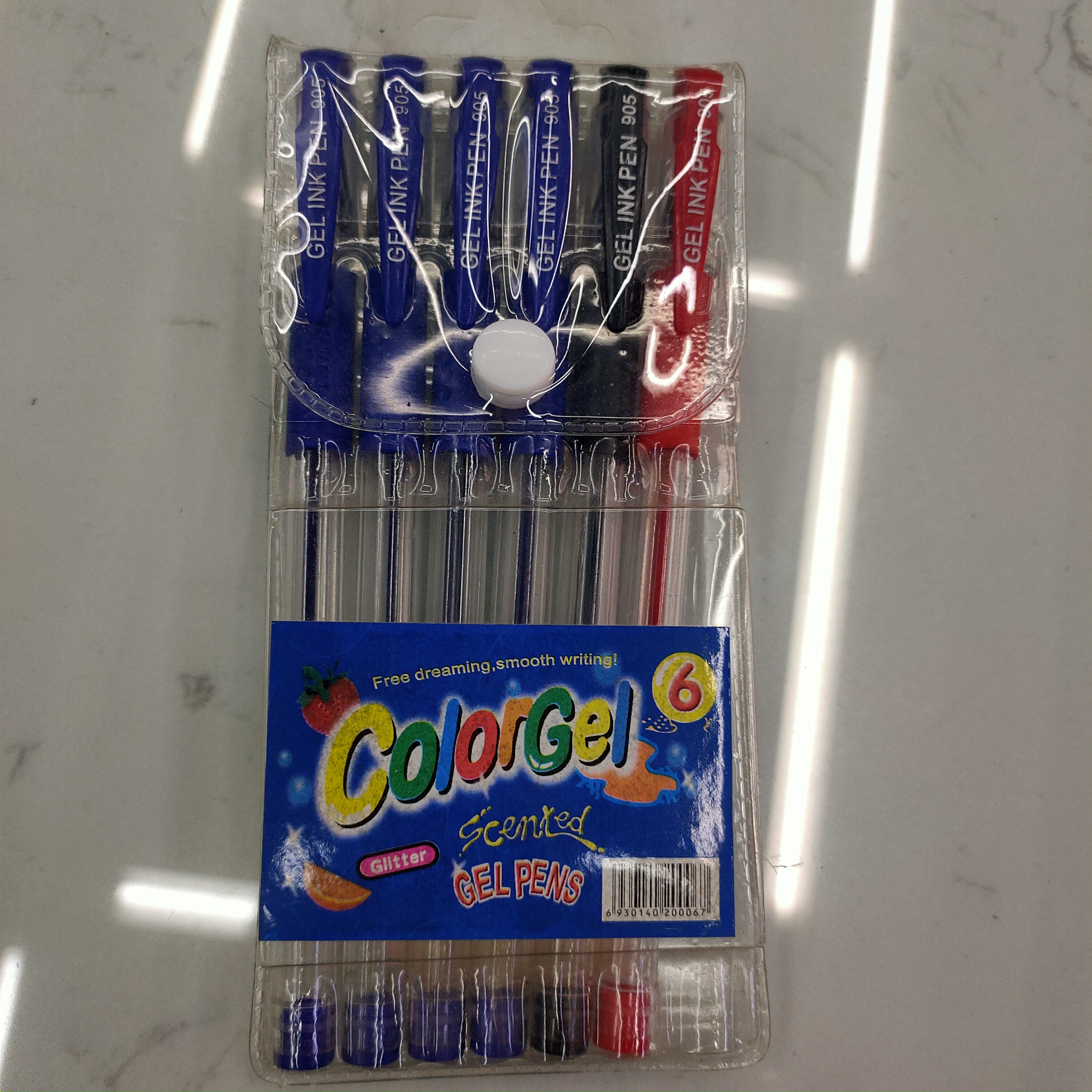 Six ballpoint pens in bags